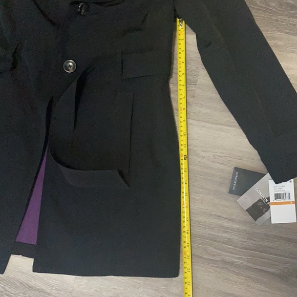 NWT Women’s Black Double Collar Belted Coat Jacket London Fog size Small Petite - Picture 9 of 11